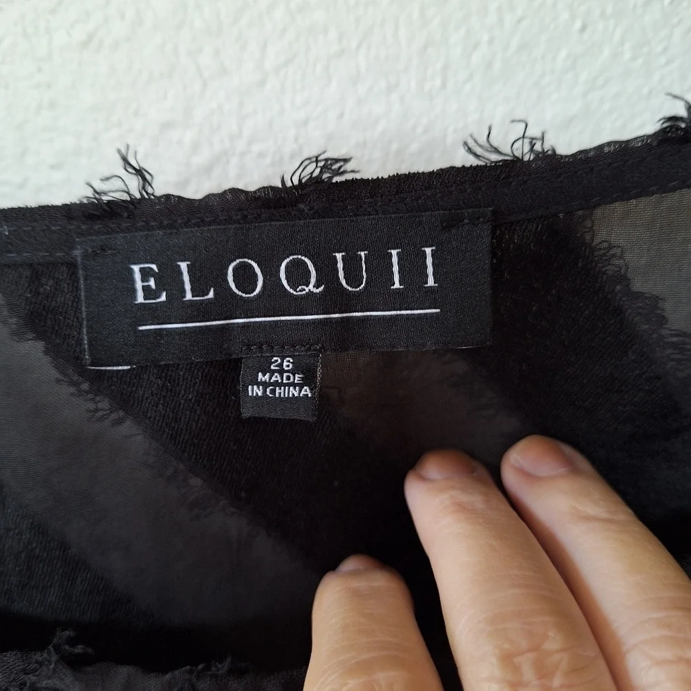 Eloquii Women's Semi Sheer Black Textured Blouse. Lagenlook. Size 26